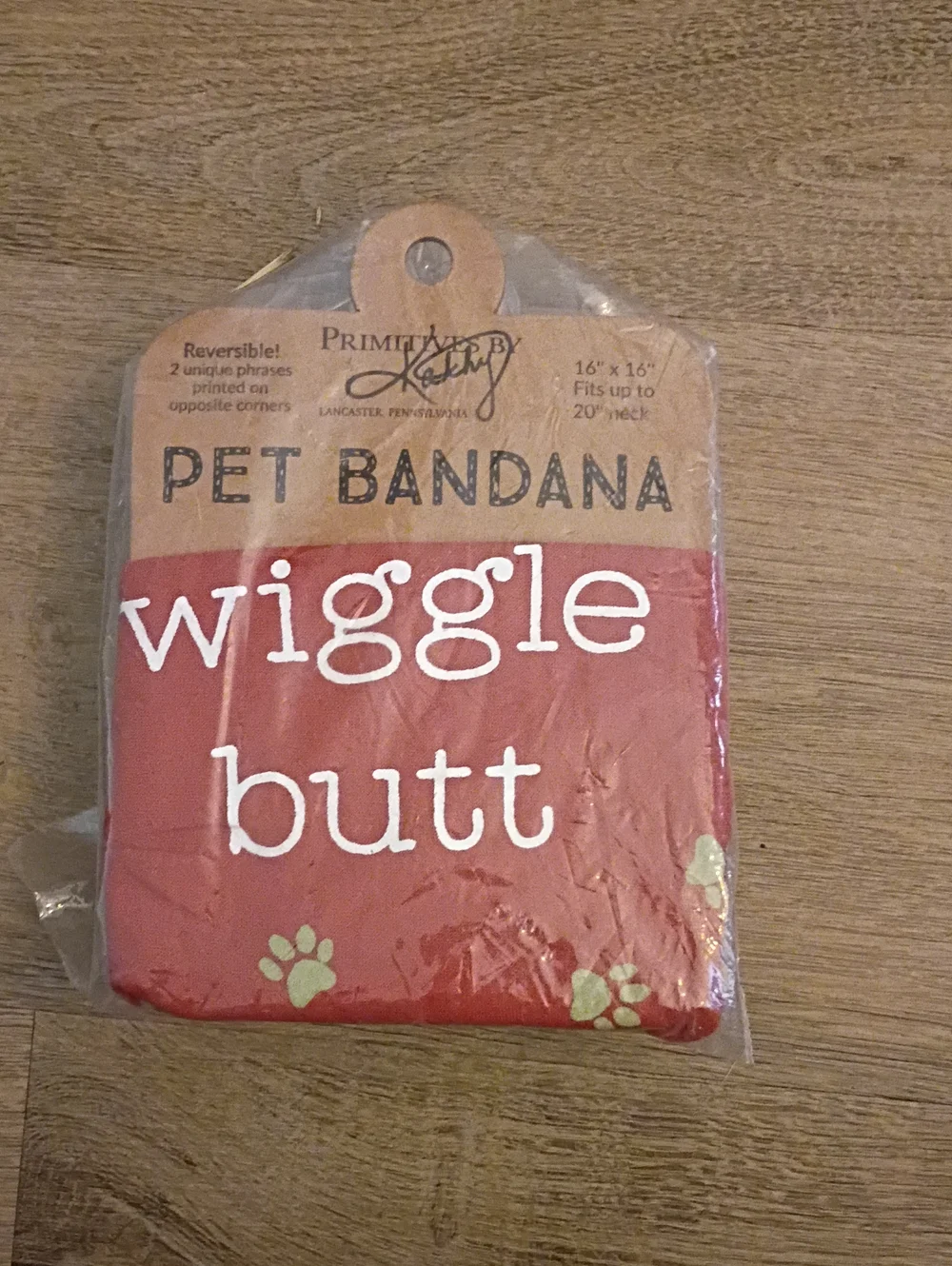 Primitives by Kathy Red 'Wiggle Butt' Pet Bandana with Paw Accents